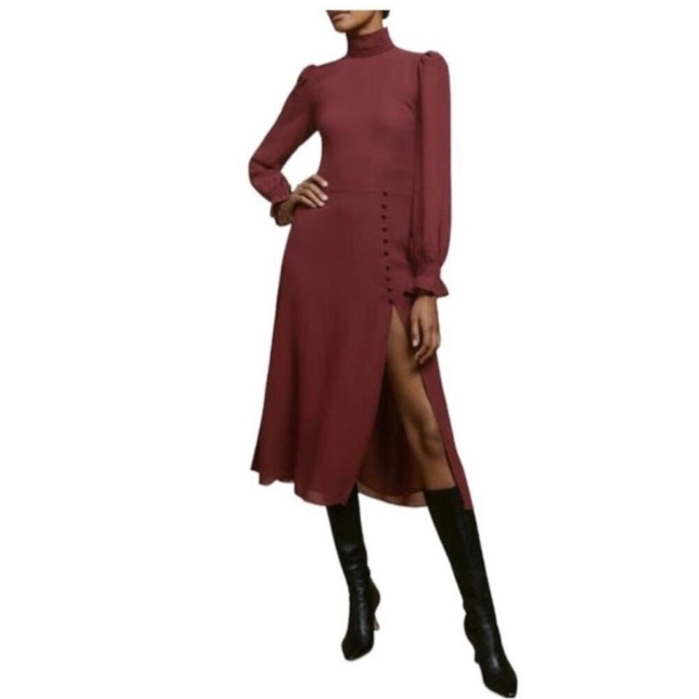 Reformation Plum Stevi Slit Leg Crepe Midi Dress 10